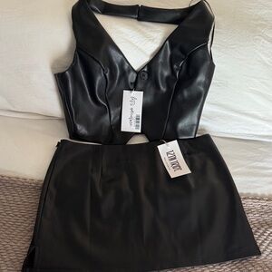 12th Tribe Black Faux Leather Set